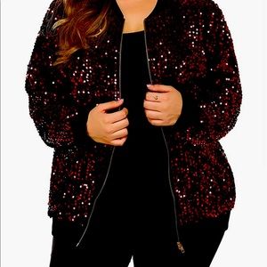Red Sequin plus size jacket.